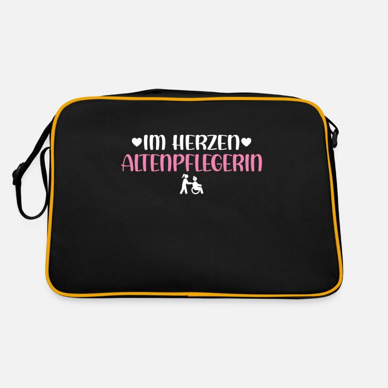 Ich bin Altenpflegerin ein Herzstück der - Retro Tasche - Schwarz/Gold