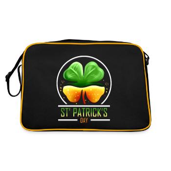 Four Leaf Clover For St Patricks Day - Retro Tasche - Schwarz/Gold - Hinten