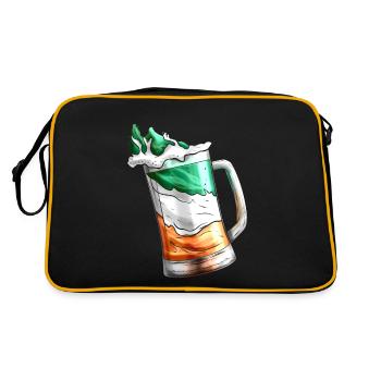 Irish Flag Coloured Glass Of Beer On St Patricks - Retro Tasche - Schwarz/Gold - Hinten
