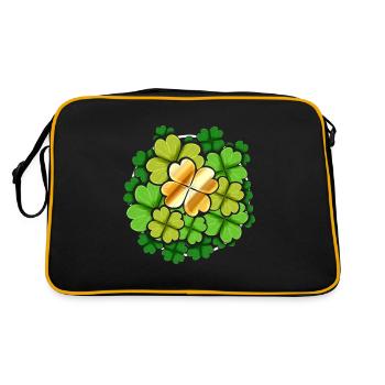 Golden Four Leaf Clover Shamrock Logo For St - Retro Tasche - Schwarz/Gold - Hinten