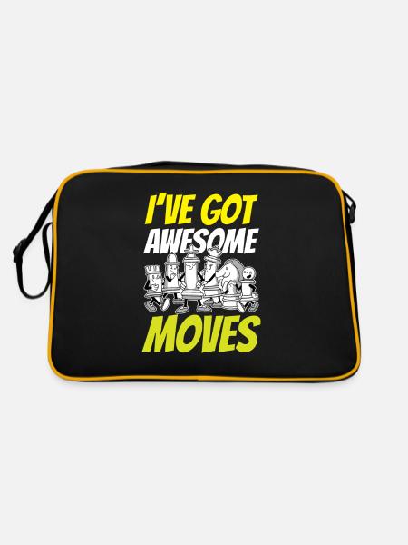 Ich Habe Fantastische Züge Schach Schachspieler - Retro Tasche - Schwarz/Gold - Hinten