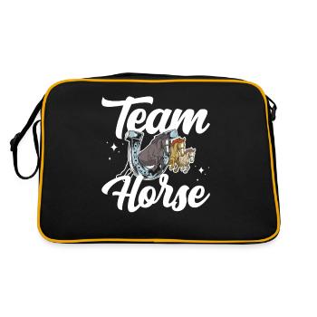 Team Pferd Pferdereiten Reiter Reiten Reiterhof - Retro Tasche - Schwarz/Gold - Hinten