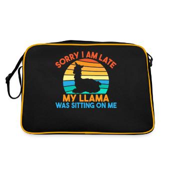 Llama Gift Llama Lover Gift - Retro Bag - black/gold - Back