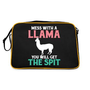 Llama Gift Llama Lover Gift - Retro Bag - black/gold - Back