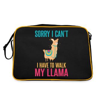 Llama Gift Llama Lover Gift - Retro Bag - black/gold - Back