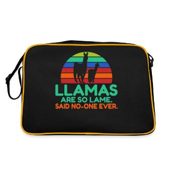 Llama Gift Llama Lover Gift - Retro Bag - black/gold - Back