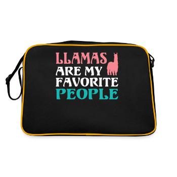 Llama Gift Llama Lover Gift - Retro Bag - black/gold - Back