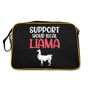 Llama Gift Llama Lover Gift - Retro Bag - black/gold - Back