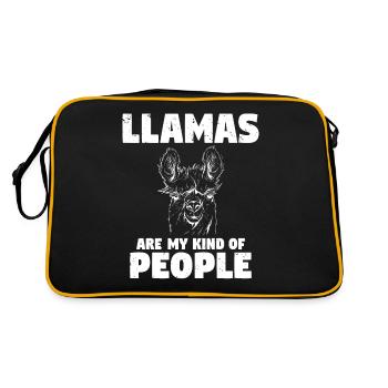 Llama Gift Llama Lover Gift - Retro Bag - black/gold - Back
