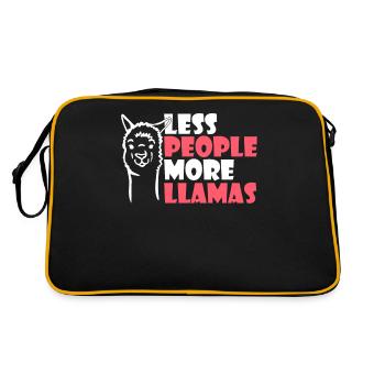 Llama Gift Llama Lover Gift - Retro Bag - black/gold - Back