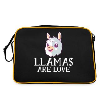 Llama Gift Llama Lover Gift - Retro Bag - black/gold - Back