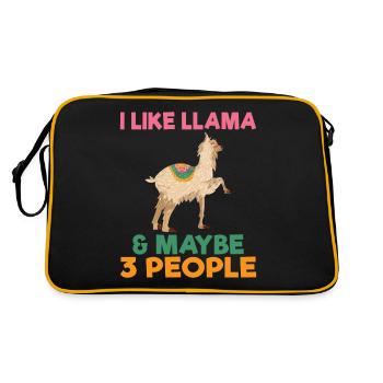 Llama Gift Llama Lover Gift - Retro Bag - black/gold - Back