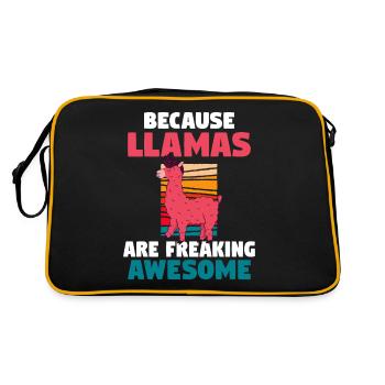 Llama Gift Llama Lover Gift - Retro Bag - black/gold - Back