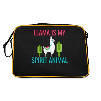 Llama Gift Llama Lover Gift - Retro Bag - black/gold - Back
