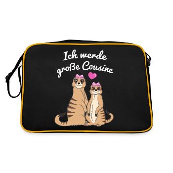 Ich Werde Große Cousine Erdmännchen Geschenk - Retro Tasche - Schwarz/Gold - Hinten