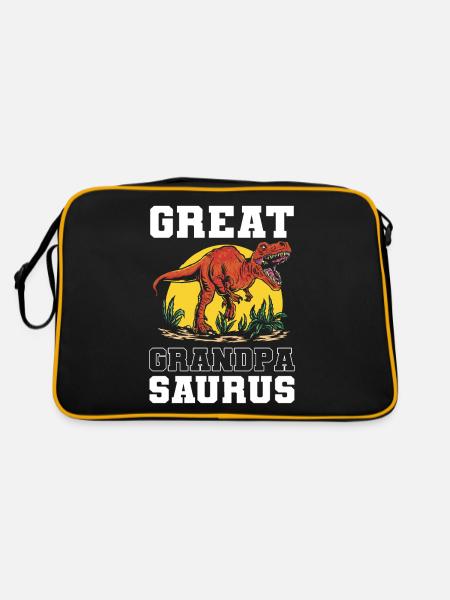 Great Grandpasaurus Great Grandpa Grandfather - Retro Bag - black/gold - Back