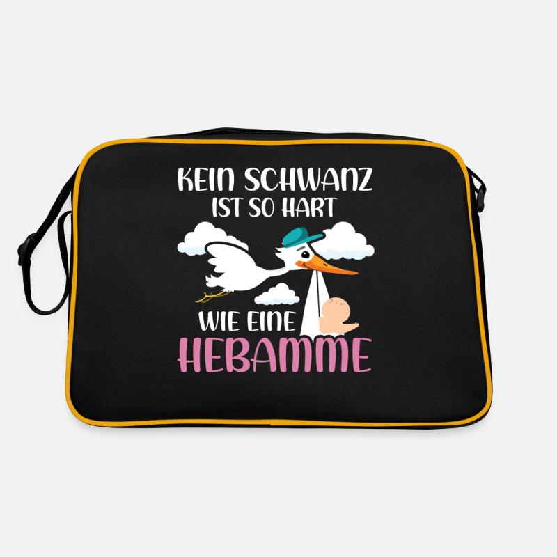 Geburtshelferin Entbindungspfleger Hebamme - Retro Tasche - Schwarz/Gold