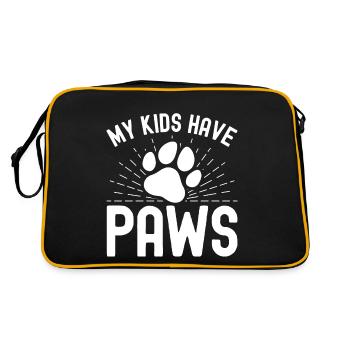 Meine Kinder haben Pfoten 1 - Retro Tasche - Schwarz/Gold - Hinten