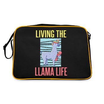 Llama Gift Llama Lover Gift - Retro Bag - black/gold - Back