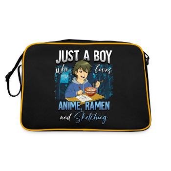 Anime Otaku Weeb - Retro Tasche - Schwarz/Gold - Hinten