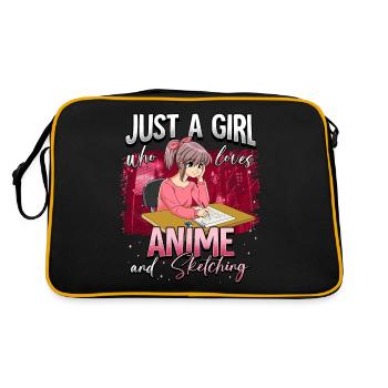 Anime Otaku Weeb - Retro Tasche - Schwarz/Gold - Hinten