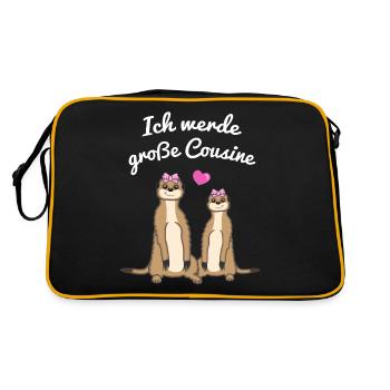 Ich Werde Große Cousine Erdmännchen Geschenk - Retro Tasche - Schwarz/Gold - Hinten
