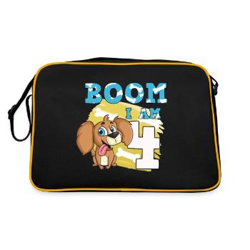 4th birthday dog - Retro Bag - black/gold - Back