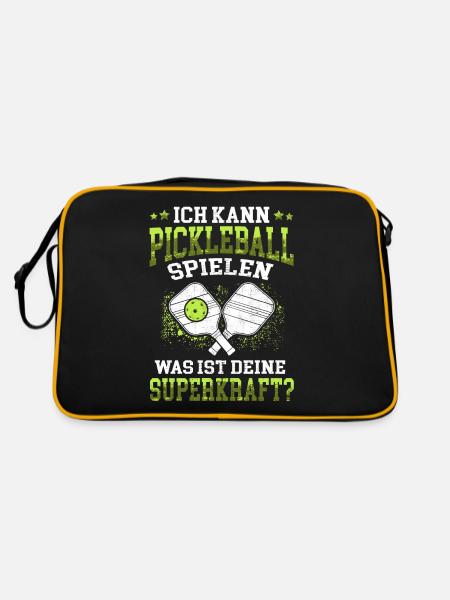 Pickelball Ich kann Pickleball spielen - Retro Tasche - Schwarz/Gold - Hinten