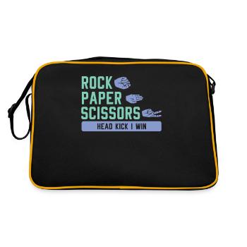 Rock Paper Scissors Head Kick I Win Karate - Retro Tasche - Schwarz/Gold - Hinten