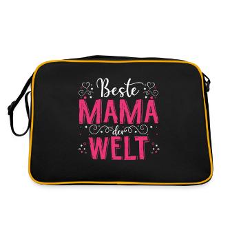 Beste Mama Der Welt - Mutter Muttertag Spruch Best - Retro Tasche - Schwarz/Gold - Hinten