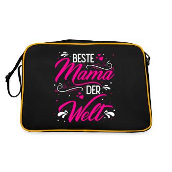 Mutter Muttertag Spruch Lieblingsmama Liebe zur Ma - Retro Tasche - Schwarz/Gold - Hinten