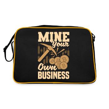 Mine Your Own Business Cryptocurrency Mining BTC - Retro Tasche - Schwarz/Gold - Hinten