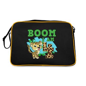 4th birthday leopard - Retro Bag - black/gold - Back