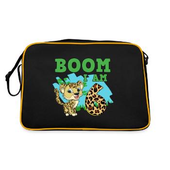 6th birthday leopard - Retro Bag - black/gold - Back