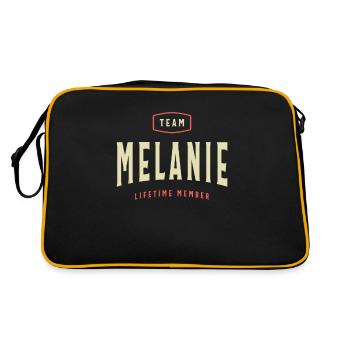 Melanie Name Personalized Birthday Name Melanie - Retro Bag - black/gold - Back
