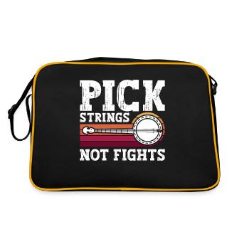Banjo Pick Strings Not Fights Musical Instrument - Retro Tasche - Schwarz/Gold - Hinten