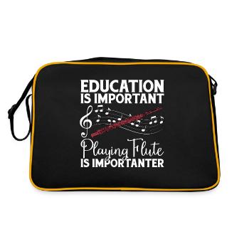 Flutes Education Is Important Instrument Flutist - Retro Tasche - Schwarz/Gold - Hinten