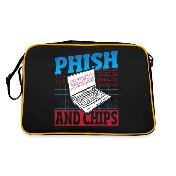 Phish and Chips Hacker Hacking Internet Network - Retro Bag - black/gold - Back