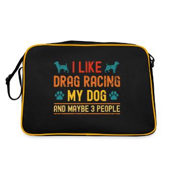 J’aime les courses de dragsters avec mon chien et peut-être - Sac Retro - noir/or - Dos