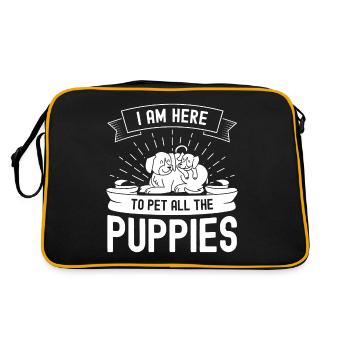 Je suis ici pour caresser tous les chiots - Sac Retro - noir/or - Dos