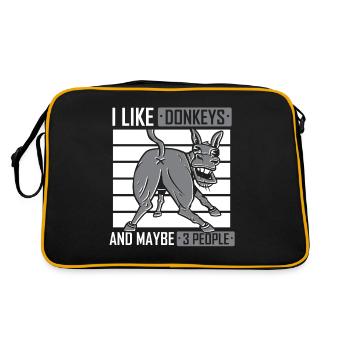 I like donkeys and maybe 3 people farm - Retro Bag - black/gold - Back