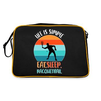 Life is simple: eat. Sleep. Racquetball. - Retro Bag - black/gold - Back