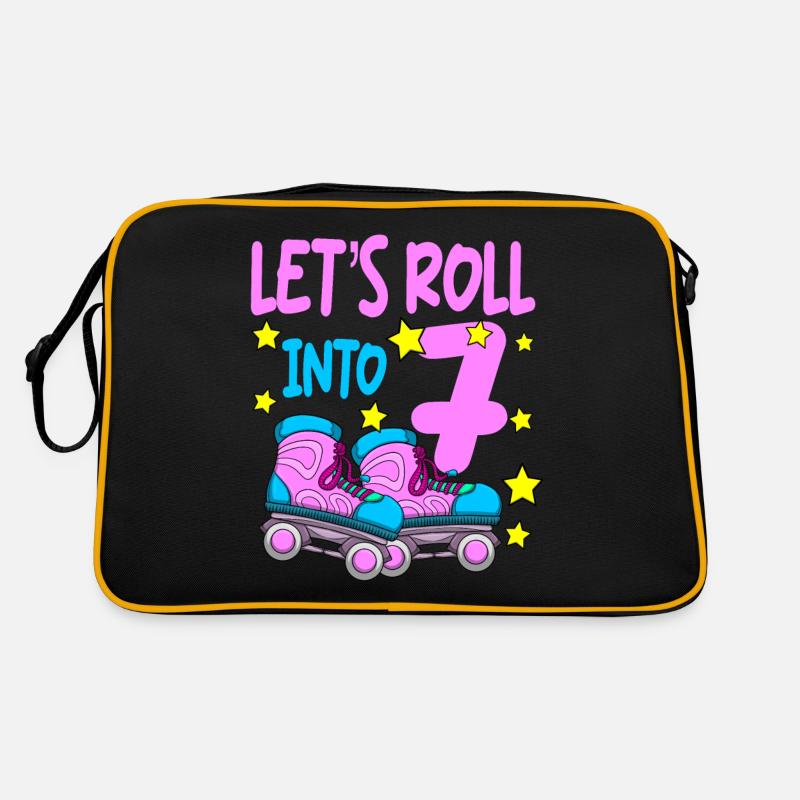 Roller Skate Birthday 7th Birthday Roller Skating - Retro Bag - black/gold