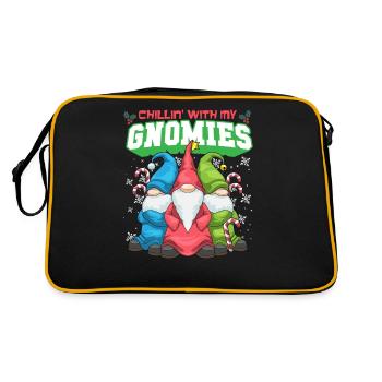 Christmas Gnomes Santa Squad Funny Xmas Gift - Retro Bag - black/gold - Back