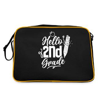 Hello 2nd Class Second Grader Second Class - Retro Bag - black/gold - Back