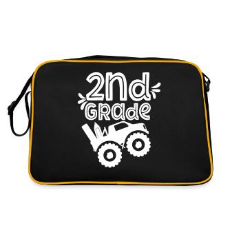 Second Class Students School Second Grade Teachers - Retro Bag - black/gold - Back