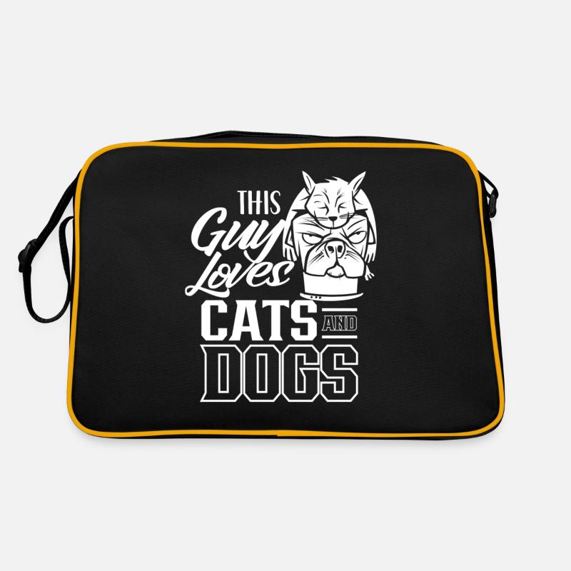 Ce gars aime les chats et les chiens chat chien Sac Retro