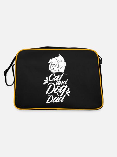 Cat and Dog Papa Dogs Lovers Cats - Retro Bag - black/gold - Back