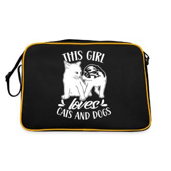 Cette fille aime les chats et les chiens chat chien - Sac Retro - noir/or - Dos
