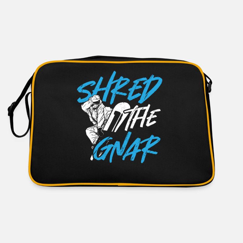 Shred The Gnar Snowboarding Snowboarder Retro Tasche
